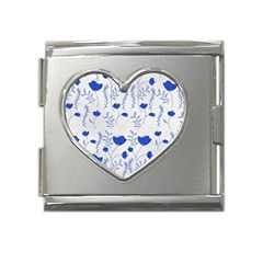 Blue Classy Tulips Mega Link Heart Italian Charm (18mm) by ConteMonfrey