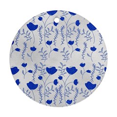 Blue Classy Tulips Round Ornament (two Sides) by ConteMonfrey