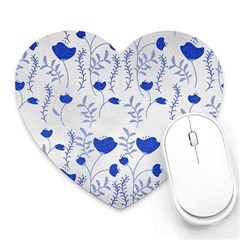 Blue Classy Tulips Heart Mousepad by ConteMonfrey