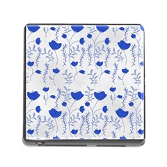 Blue Classy Tulips Memory Card Reader (square 5 Slot) by ConteMonfrey