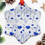 Blue Classy Tulips Snowflake Ornament (Two Sides) Front