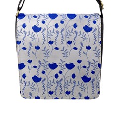 Blue Classy Tulips Flap Closure Messenger Bag (l) by ConteMonfrey