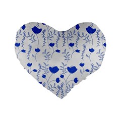 Blue Classy Tulips Standard 16  Premium Flano Heart Shape Cushions by ConteMonfrey