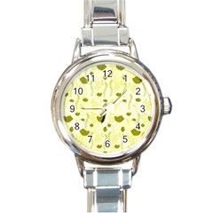 Yellow Classy Tulips  Round Italian Charm Watch by ConteMonfrey