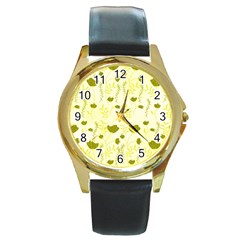 Yellow Classy Tulips  Round Gold Metal Watch by ConteMonfrey