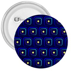 Blue Neon Squares - Modern Abstract 3  Buttons by ConteMonfrey