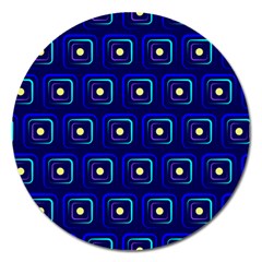 Blue Neon Squares - Modern Abstract Magnet 5  (round) by ConteMonfrey