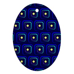 Blue Neon Squares - Modern Abstract Ornament (oval) by ConteMonfrey