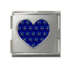 Blue Neon Squares - Modern Abstract Mega Link Heart Italian Charm (18mm) by ConteMonfrey