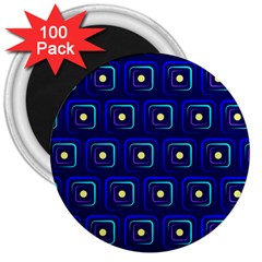 Blue Neon Squares - Modern Abstract 3  Magnets (100 Pack) by ConteMonfrey