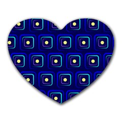 Blue Neon Squares - Modern Abstract Heart Mousepad by ConteMonfrey