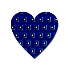 Blue Neon Squares - Modern Abstract Heart Magnet by ConteMonfrey