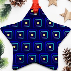 Blue Neon Squares - Modern Abstract Star Ornament (two Sides) by ConteMonfrey