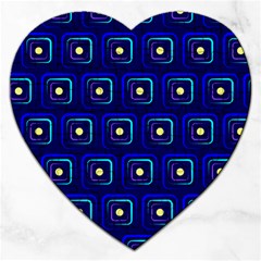 Blue Neon Squares - Modern Abstract Jigsaw Puzzle (heart) by ConteMonfrey