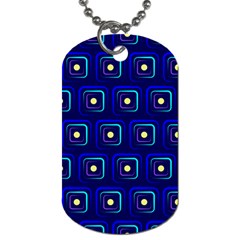 Blue Neon Squares - Modern Abstract Dog Tag (two Sides) by ConteMonfrey