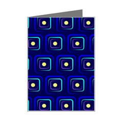 Blue Neon Squares - Modern Abstract Mini Greeting Card by ConteMonfrey