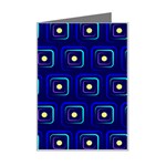 Blue Neon Squares - Modern Abstract Mini Greeting Card Left