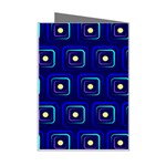 Blue Neon Squares - Modern Abstract Mini Greeting Card Right