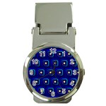 Blue Neon Squares - Modern Abstract Money Clip Watches Front