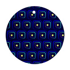 Blue Neon Squares - Modern Abstract Round Ornament (two Sides) by ConteMonfrey