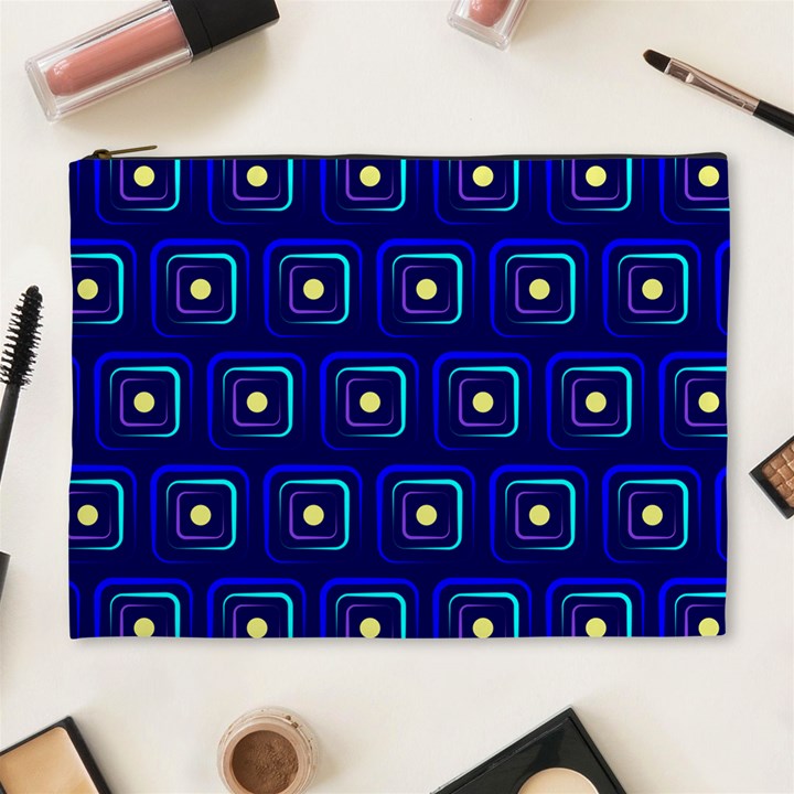 Blue Neon Squares - Modern Abstract Cosmetic Bag (XL)