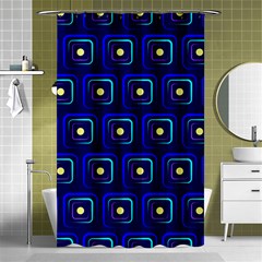 Blue Neon Squares - Modern Abstract Shower Curtain 48  X 72  (small)  by ConteMonfrey