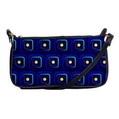 Blue Neon Squares - Modern Abstract Shoulder Clutch Bag by ConteMonfrey