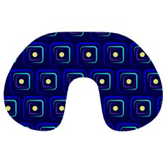 Blue Neon Squares - Modern Abstract Travel Neck Pillow by ConteMonfrey