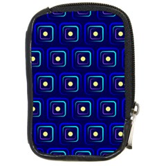 Blue Neon Squares - Modern Abstract Compact Camera Leather Case by ConteMonfrey