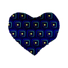 Blue Neon Squares - Modern Abstract Standard 16  Premium Heart Shape Cushions by ConteMonfrey