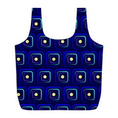 Blue Neon Squares - Modern Abstract Full Print Recycle Bag (l) by ConteMonfrey