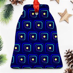 Blue Neon Squares - Modern Abstract Ornament (bell) by ConteMonfrey