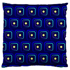 Blue Neon Squares - Modern Abstract Large Cushion Case (one Side) by ConteMonfrey