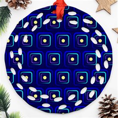 Blue Neon Squares - Modern Abstract Round Filigree Ornament (two Sides) by ConteMonfrey