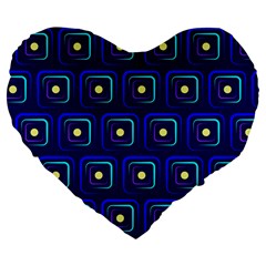 Blue Neon Squares - Modern Abstract Large 19  Premium Heart Shape Cushions by ConteMonfrey