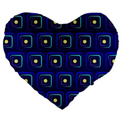 Blue Neon Squares - Modern Abstract Large 19  Premium Flano Heart Shape Cushions by ConteMonfrey