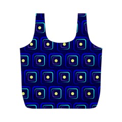 Blue Neon Squares - Modern Abstract Full Print Recycle Bag (m) by ConteMonfrey