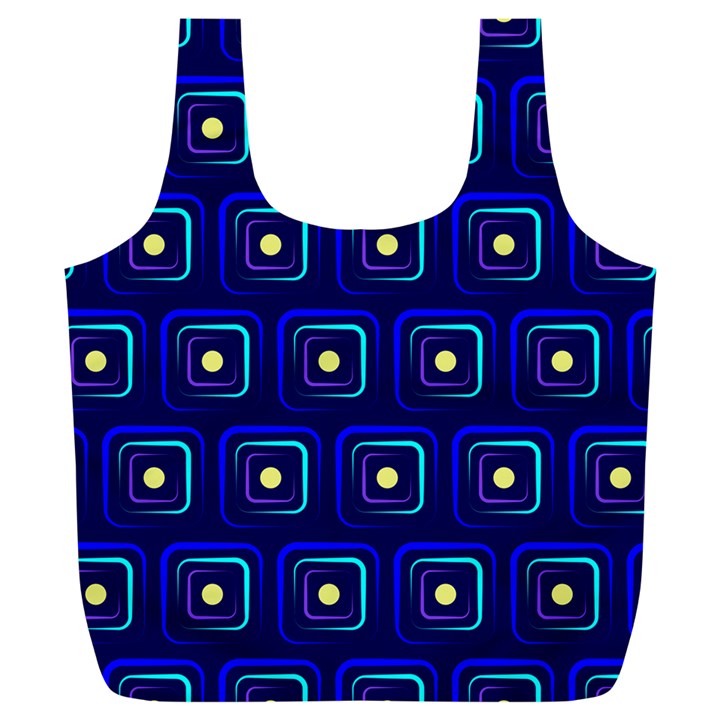 Blue Neon Squares - Modern Abstract Full Print Recycle Bag (XL)