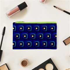 Blue Neon Squares - Modern Abstract Cosmetic Bag (xs) by ConteMonfrey