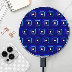 Blue Neon Squares - Modern Abstract Wireless Fast Charger(white) by ConteMonfrey