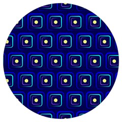 Blue Neon Squares - Modern Abstract Round Trivet by ConteMonfrey