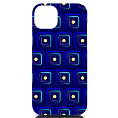 Blue Neon Squares - Modern Abstract Iphone 14 Plus Black Uv Print Case by ConteMonfrey