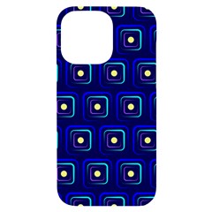 Blue Neon Squares - Modern Abstract Iphone 14 Pro Max Black Uv Print Case by ConteMonfrey