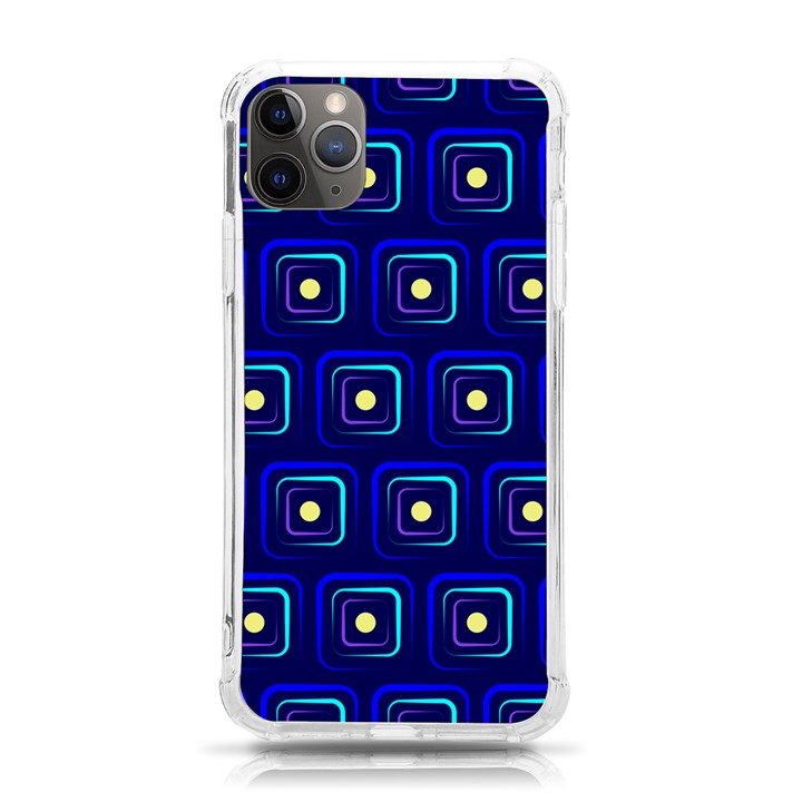 Blue Neon Squares - Modern Abstract iPhone 11 Pro Max 6.5 Inch TPU UV Print Case