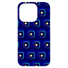 Blue Neon Squares - Modern Abstract Iphone 14 Pro Black Uv Print Case