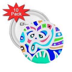 Crazy Pop Art - Doodle Animals   2 25  Buttons (10 Pack)  by ConteMonfrey