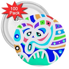 Crazy Pop Art - Doodle Animals   3  Buttons (100 Pack)  by ConteMonfrey