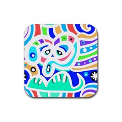 Crazy Pop Art - Doodle Animals   Rubber Coaster (square) by ConteMonfrey