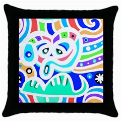 Crazy Pop Art - Doodle Animals   Throw Pillow Case (black) by ConteMonfrey