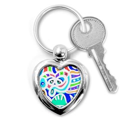 Crazy Pop Art - Doodle Animals   Key Chain (heart) by ConteMonfrey